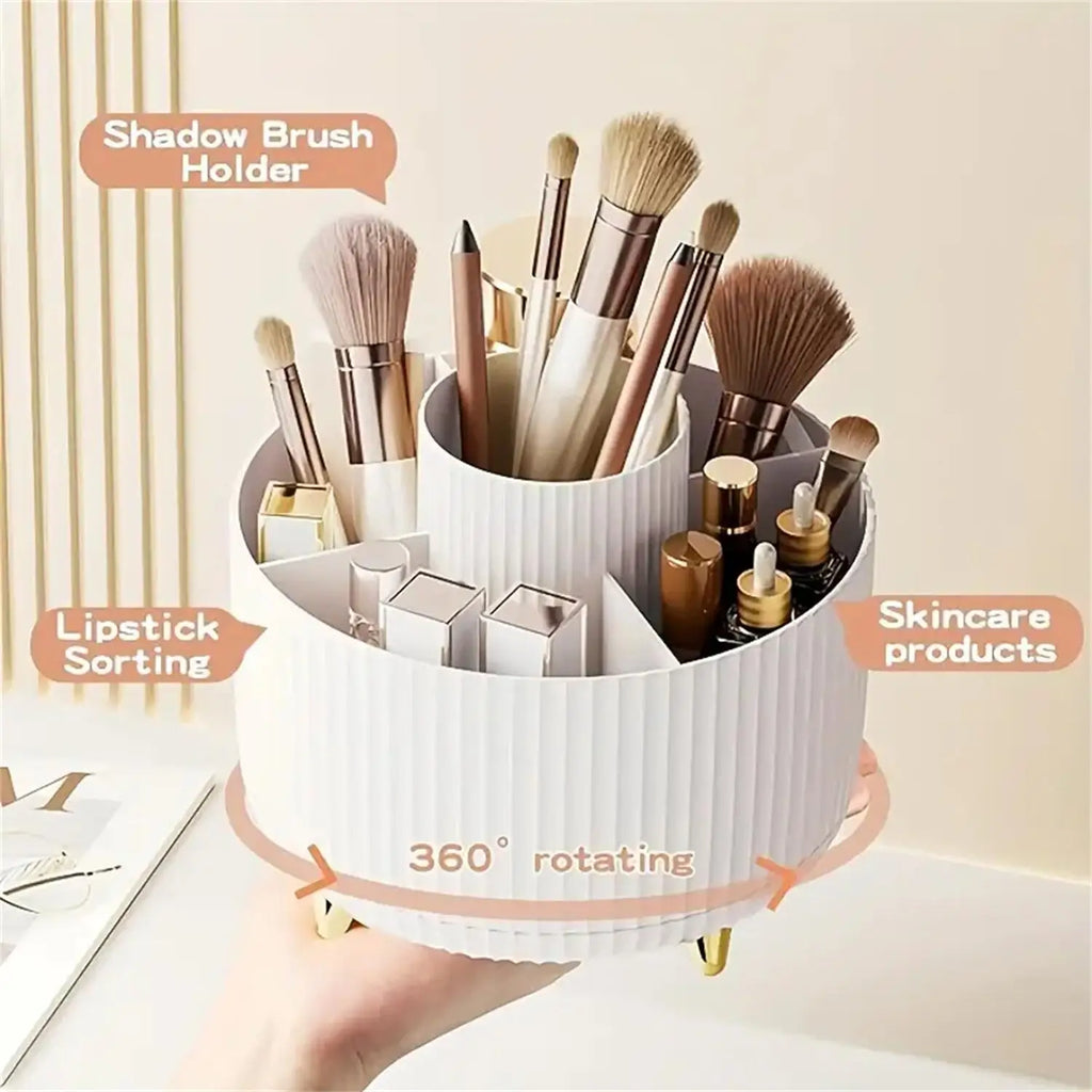 360° Rotating Makeup Organizer - Multi-Functional Holder for Brushes