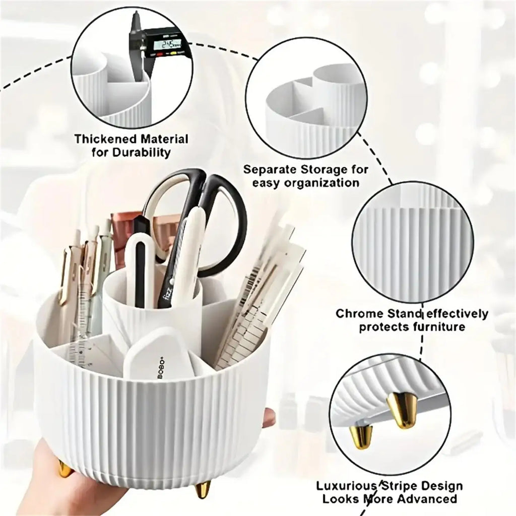 360° Rotating Makeup Organizer - Multi-Functional Holder for Brushes
